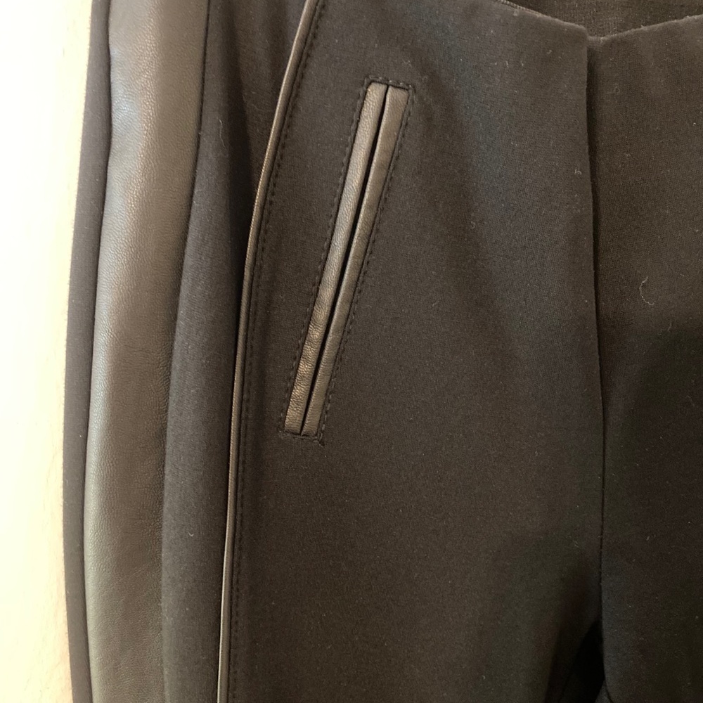 New Black Stretch Leggings w/ pleather details - Picture 3 of 6